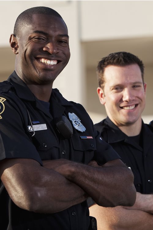 Happy policemen in your community